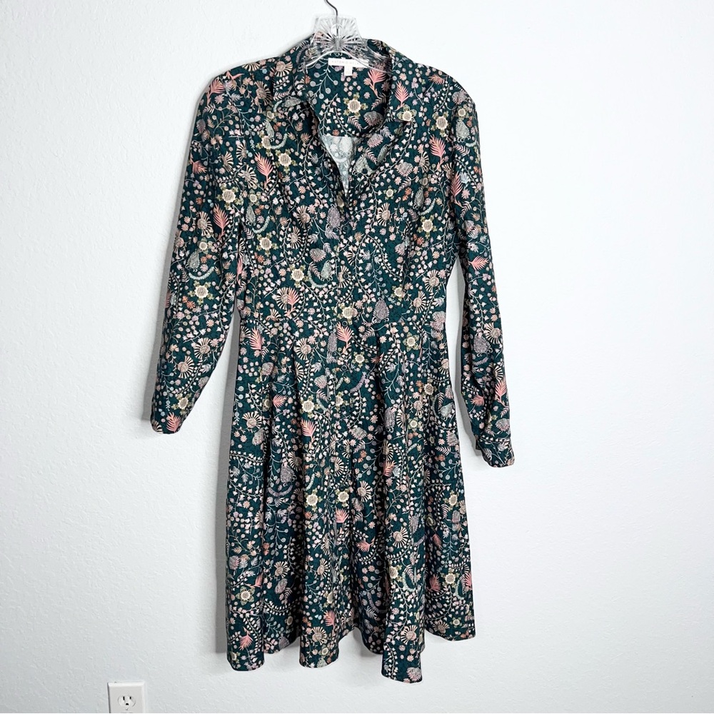 ANTONIO MELANI Floral Long Sleeve Dress - Green and Pink